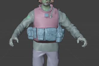 rig character model for game animation, ue5, gmod,unity, pbr texture