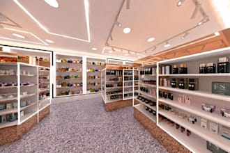 rearrange 3d interior retail store, shopping mall design,cosmetic shop rendering