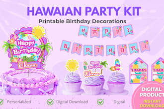 hawaiian printable party kit tropical birthday decorations