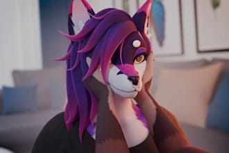 create 3d furry vtuber model vrchat avatar vseeface vrm avatar for streaming