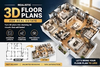 do real estate realistic virtual home staging, renovation and 3d floor plans
