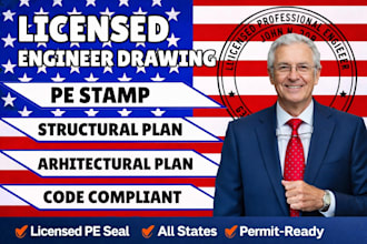 licensed engineer seal drawings for texas, ohio, utah, alabama, california, ny