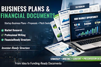 develop business plan for startups, business proposal and investor pitch deck