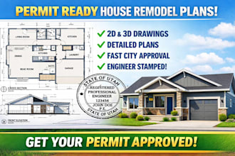 permit ready house remodel architectural plan with pe stamp for utah city permit