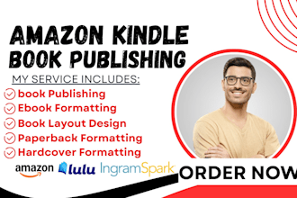 format, publish, upload your book to amazon KDP, ingramspark, lulu, smashwords