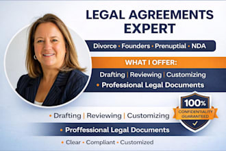 draft, review and customize divorce, founders, prenuptial agreements and ndas