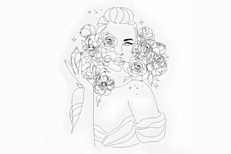 draw trendy one line art, minimalist line art, abstract digital art illustration