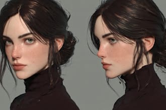 draw semi realism anime character illustration