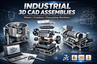 design industrial mixers crushers and processing machines 3d cad assemblies