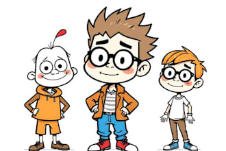 draw a cartoon characters in a funny sketch