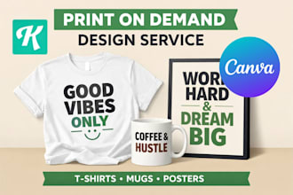 create pod designs ,tshirt and pod graphics, artwork, with kittl and canva