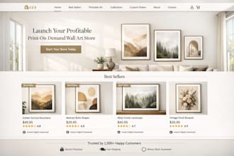 design wall art store, print on demand shopify store, printable wall art website