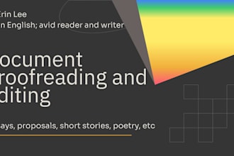 proofread a document and offer suggestions on phrasing and formatting