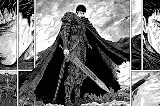 manga page custom dark berserk style art in high quality