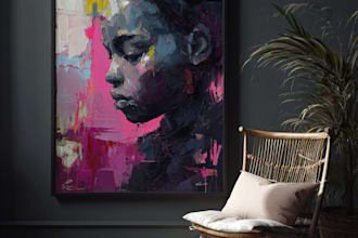 create unique printable digital oil paint abstract wall art design