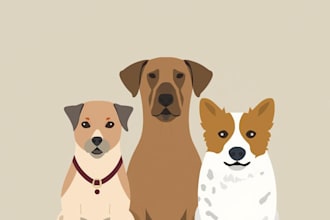 draw flat pet illustration for you