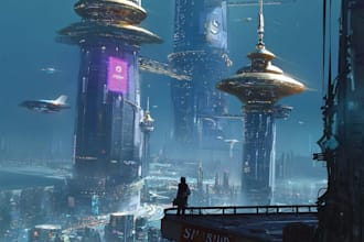 do a illustration of science fiction city, cyberpunk