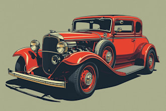 draw fantastic classic car artwork with my detailed style