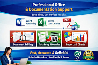 do professional office documentation, ms word  excel admin support