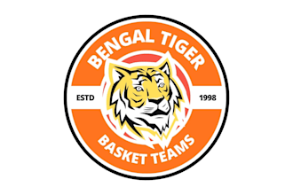 design vintage and tiger logo with hand drawn style