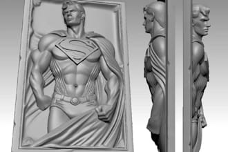 sculpt3d relief,superhero 3d wall art,wall panel,metallic sculpture,3d print,cnc