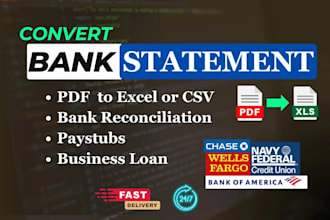 reconcile bank statement PDF to editable format