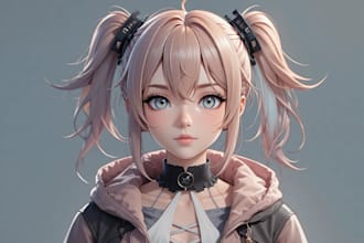 design pngtuber model or streaming avatar in anime style