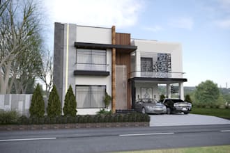 modern house exterior design with realistic 3d visualization