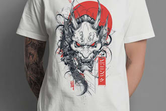 create a japanese t shirt illustration