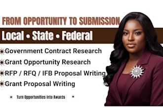 find, write and secure winning government contract bid proposal, grant proposal