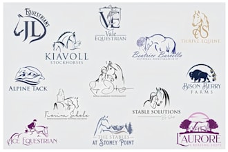 make a unique horse equine equestrian farm animal dog logo design