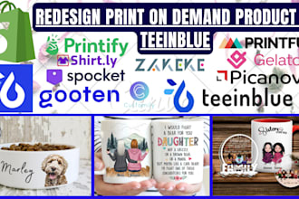 redesign print on demand product in teeinblue