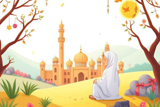 make islamic muslim illustration for children book and other