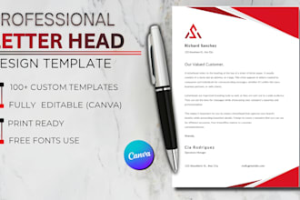 create editable canva letterhead template with source file