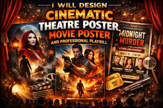 design cinematic theatre poster, movies poster and professional paybill
