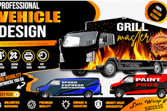 design realistic 3d van wrap , car wrap , food trucks