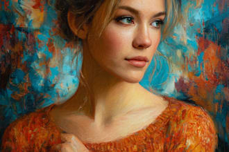 create a realistic hand painted oil portrait from your photo