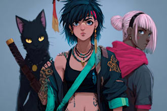 draw anime concept characters design