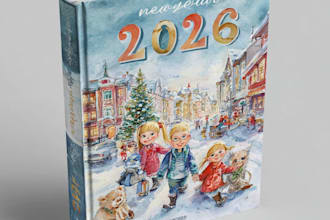 christmas children story book illustration,