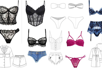 do custom activewear tech pack, fitness wear, lingerie design and tech pack