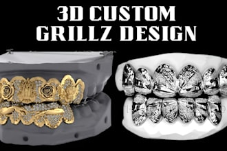 do custom grillz, teeth, 3d jewelry design, ring, pendant, jewelry cad design