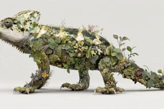 draw an animal and botanical illustration