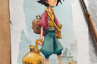 create a watercolor family portrait art