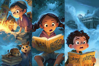 create magical children story book illustrations