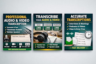 professionally transcribe audio and video files
