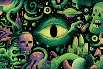 create amazing psychedelic , trippy , weed , alien design
