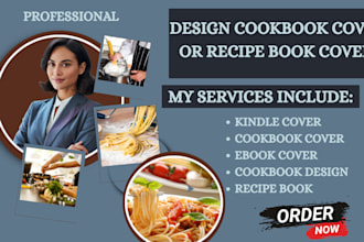 design cookbook cover or recipe book cover design and children book cover