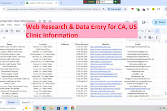 do web research and data entry for US clinics