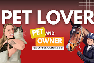 create a romantic pet and owner portrait for your valentine gift