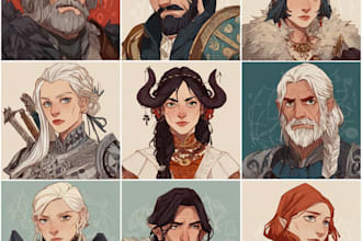 fantasy character art for dnd, dnd party, and pathfinder